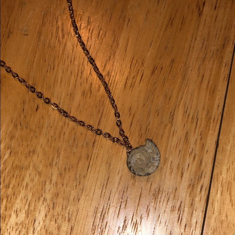Gold ammonite fossil necklace